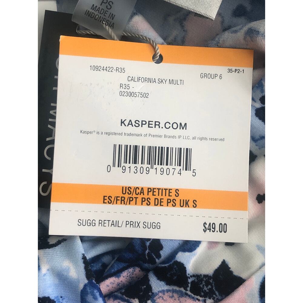 Kasper Twist-Neck Top Sleeveless California Sky Multi Women's Petite Small NEW - Picture 8 of 10